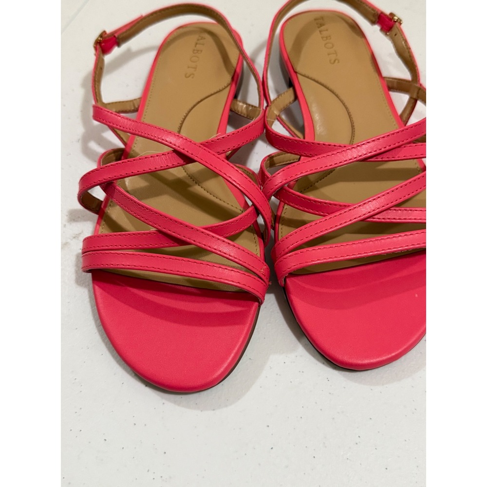 Talbots Hot Pink Strappy Slingback Flat Sandals Ankle Strap Pink Size 7M